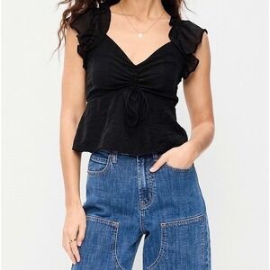 Old Navy Flutter-Sleeve Fit & Flare Top Size M